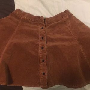 Brown corduroy circle skater skirt